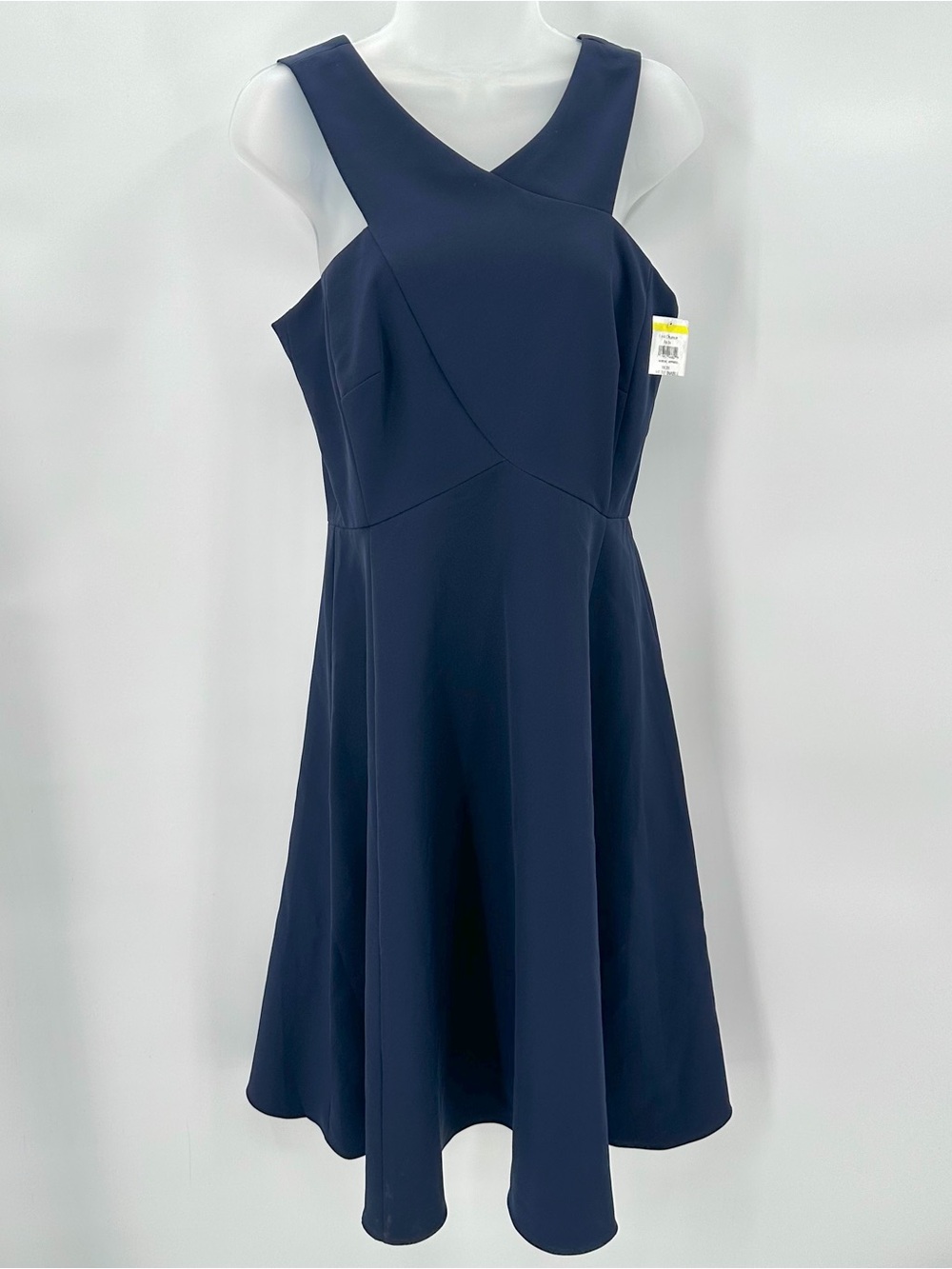 Eliza J Dress Womens 10 Navy Blue Cross Neck Fit & Flare Halter Special Occasion